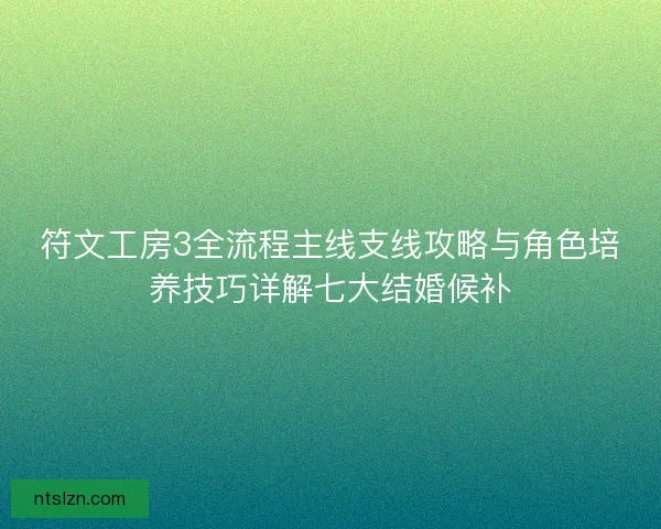 符文工房3全流程主线支线攻略与角色培养技巧详解七大结婚候补